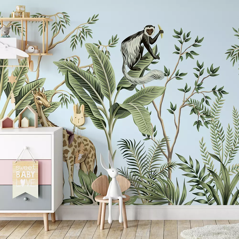 Tropical vintage botanical landscape