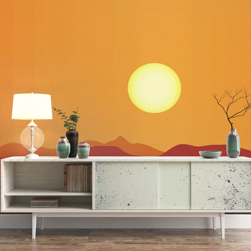 Vector illustration of caravan in a desert
