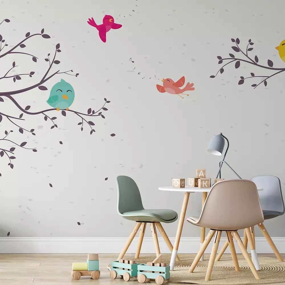 Colorful Birds on beautiful trees
