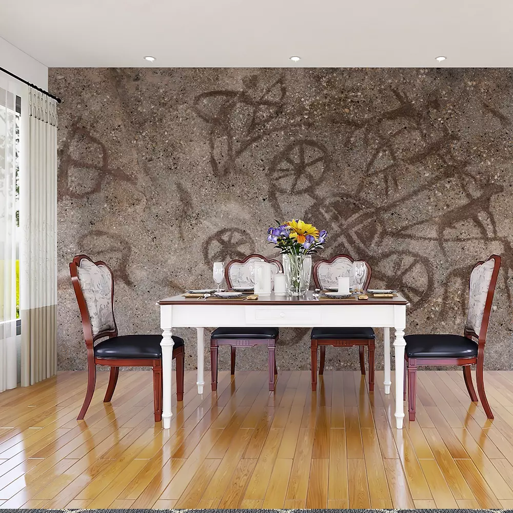 Rock painting drawing on the cave wall paint