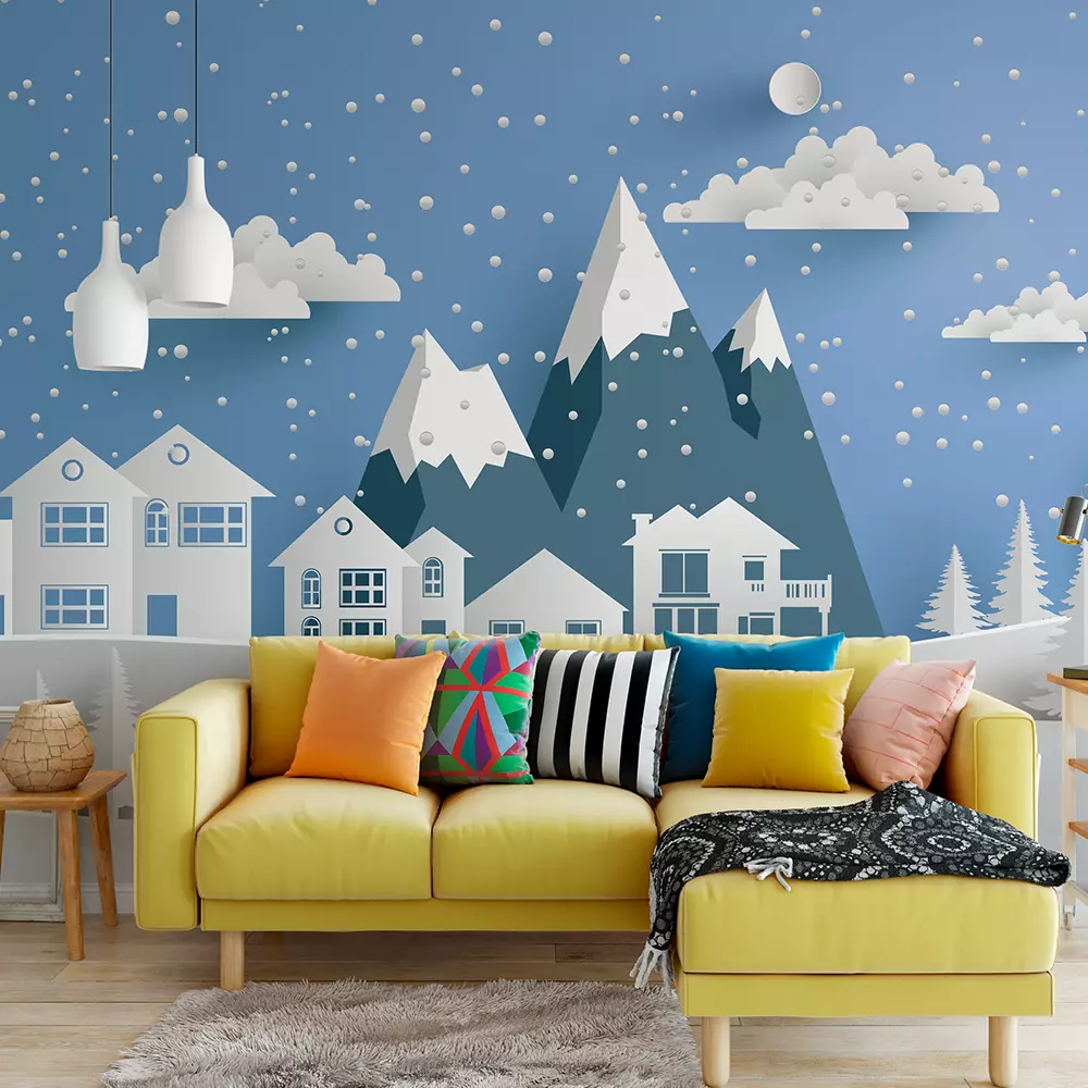 vector illustration of snow The house
