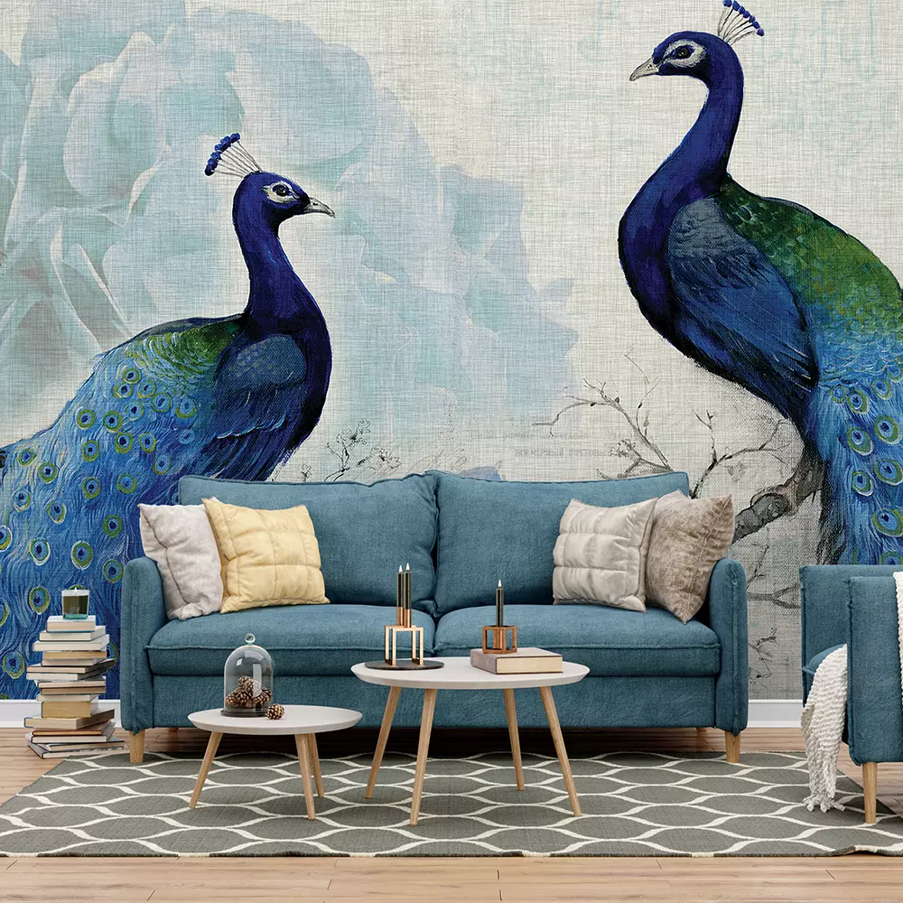 3d mural background blue peacock – Merawalaprint - 3D Wallpaper