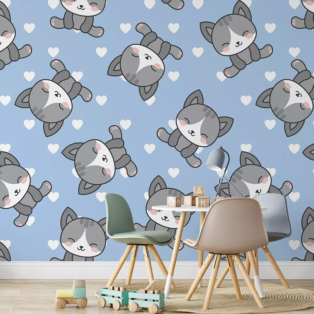 Cute Cats with Heart Dots wallpaper