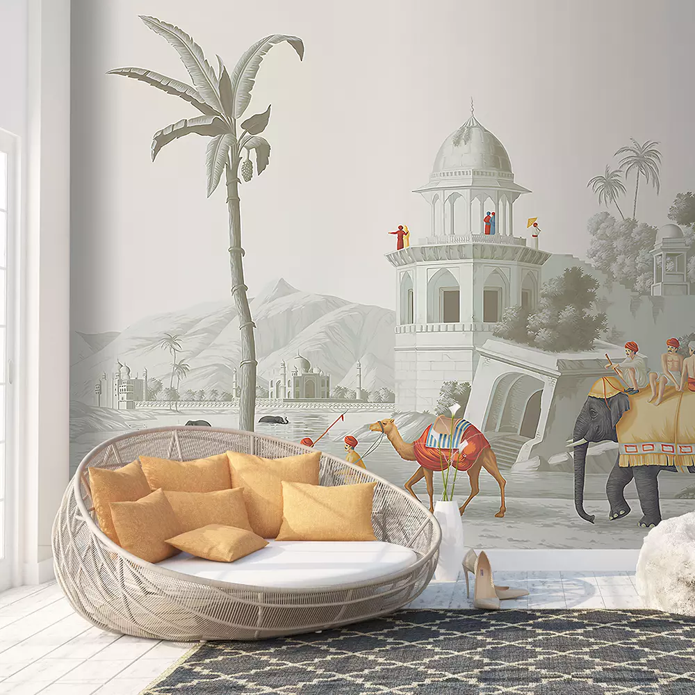 Early Morning View of India in past living room