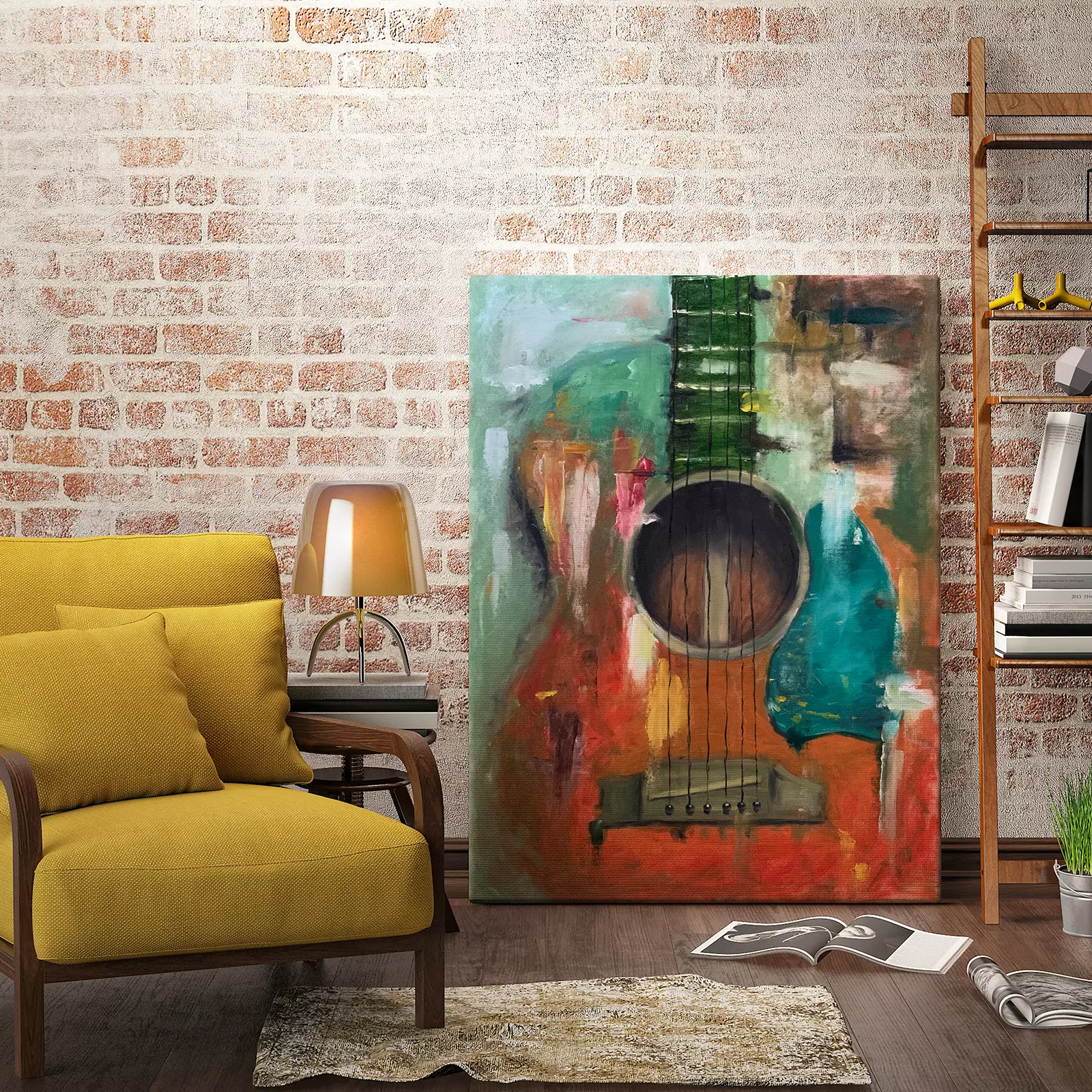 Acoustic Guitar Oil Painting Style Digital Art - Acoustic Guitar - Posters  and Art Prints