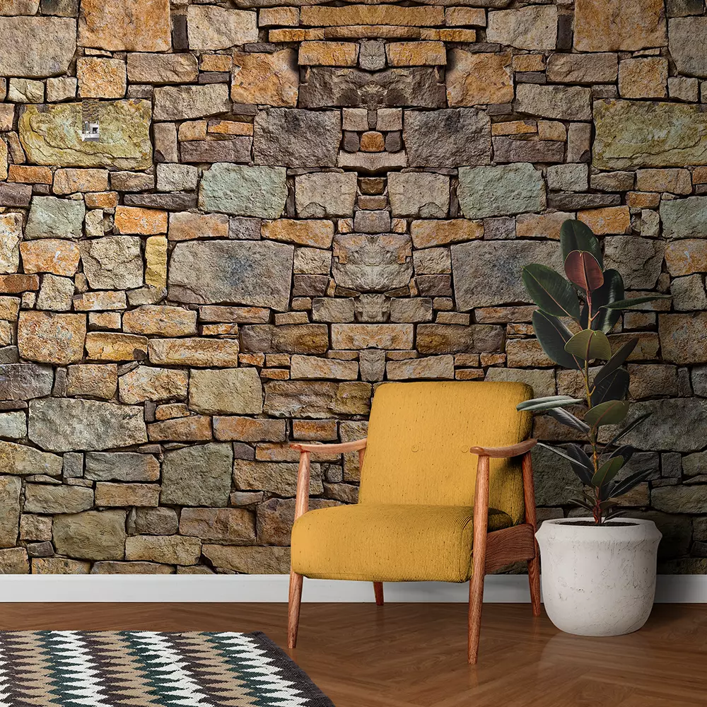 Rough multi colored stone wall