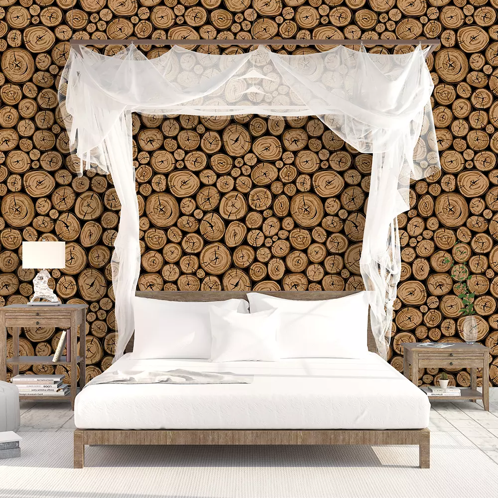 Round organic  Pile of wood with Realistic cracked