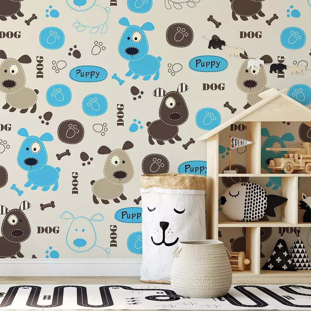 Seamless pattern with cute dogs