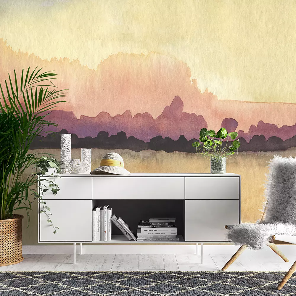 Watercolor illustration of sunrise