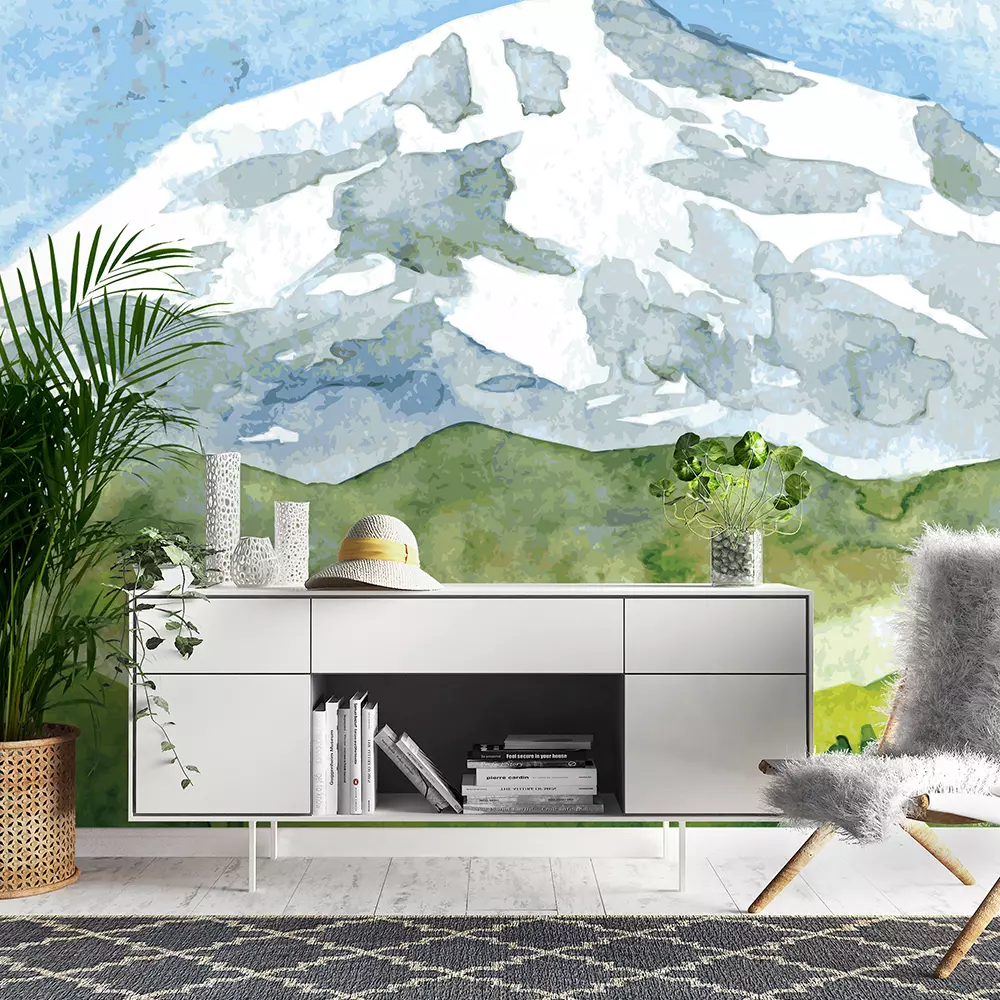 abstract vector watercolor mountain landscape