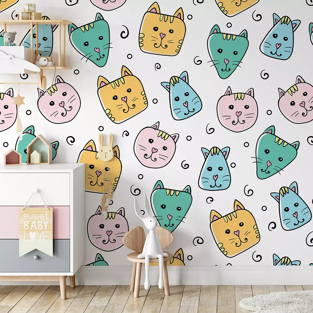 Colorful cute cats pattern – Merawalaprint - Pets Wallpaper