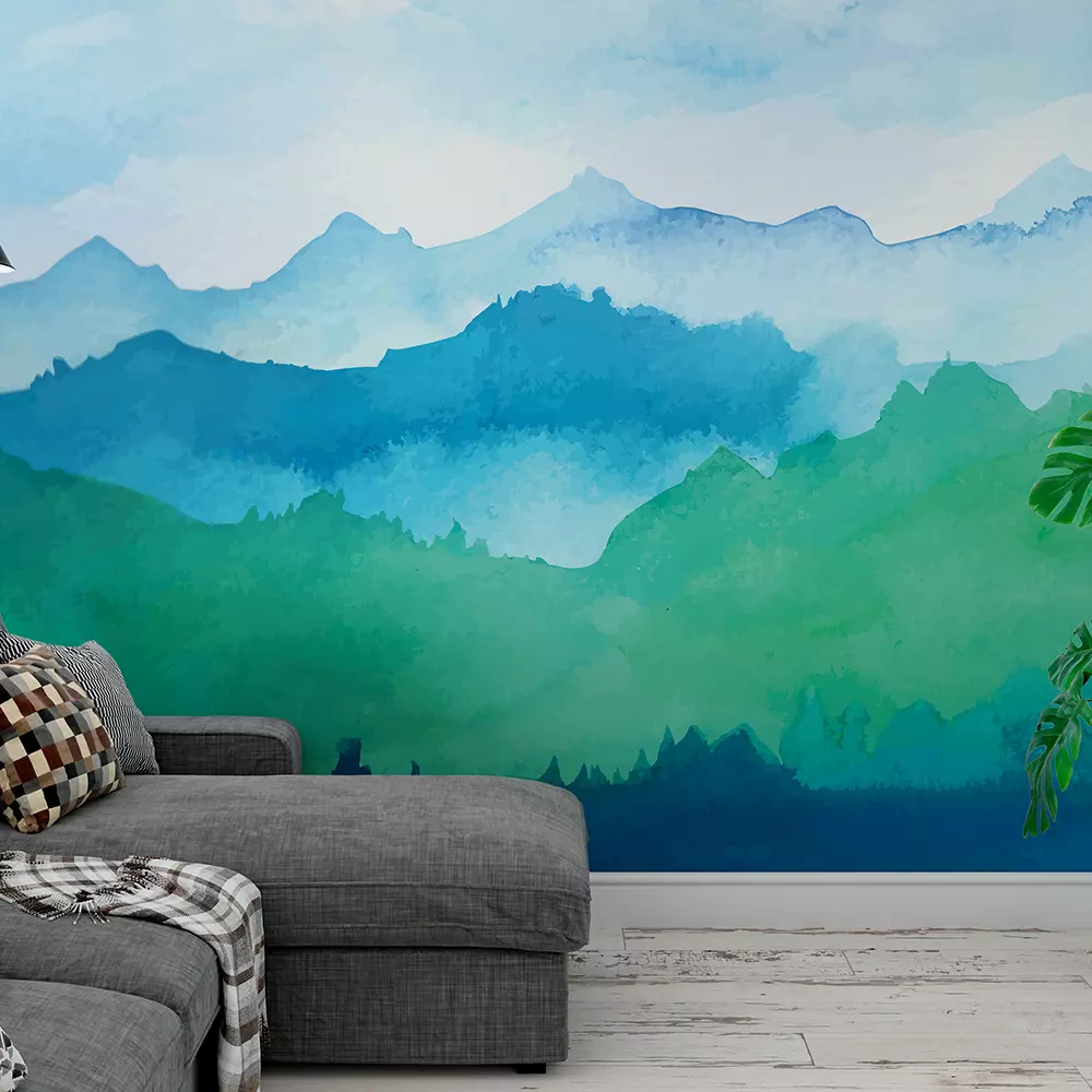 mountain watercolor vector room
