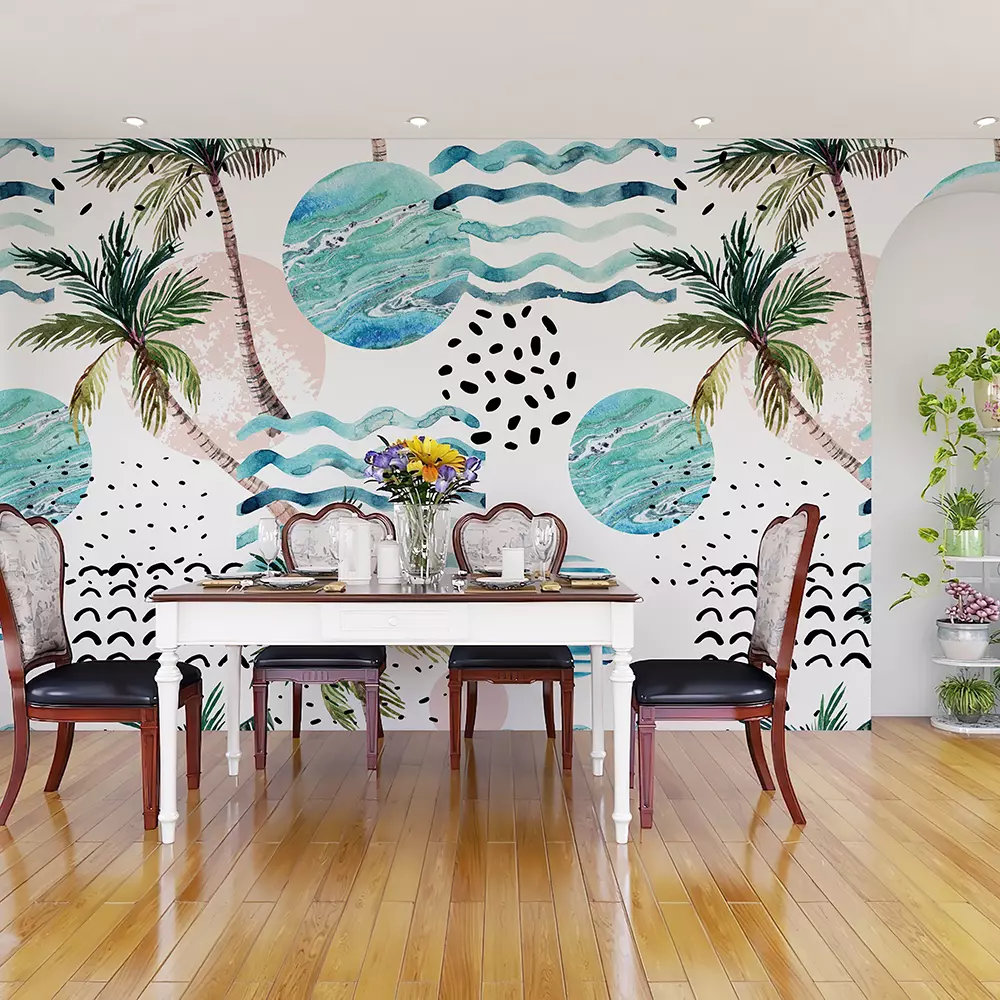 palm tree, doodle and marble grunge textures