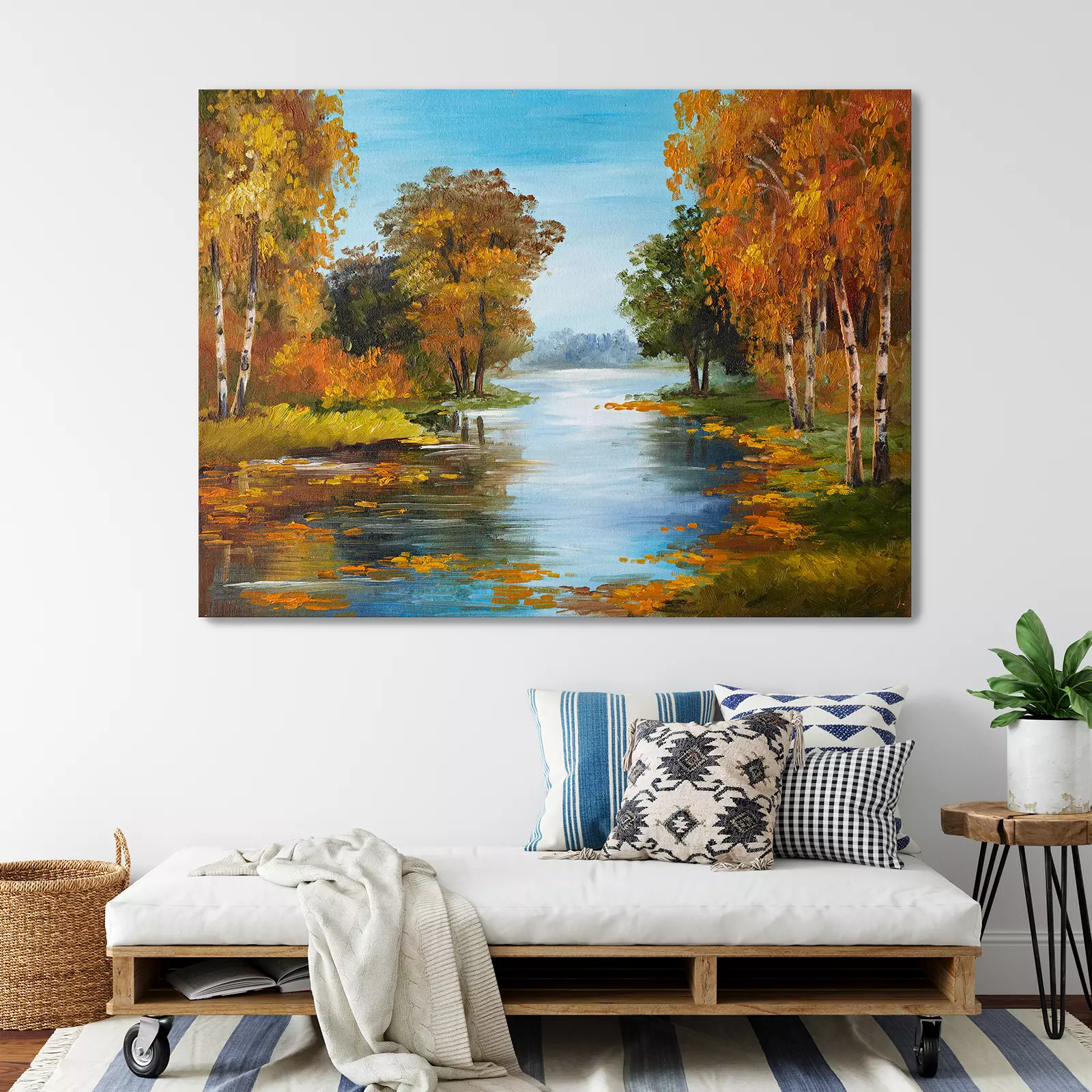 Autumn River – oil painting of beautiful – Merawalaprint | Landscape ...