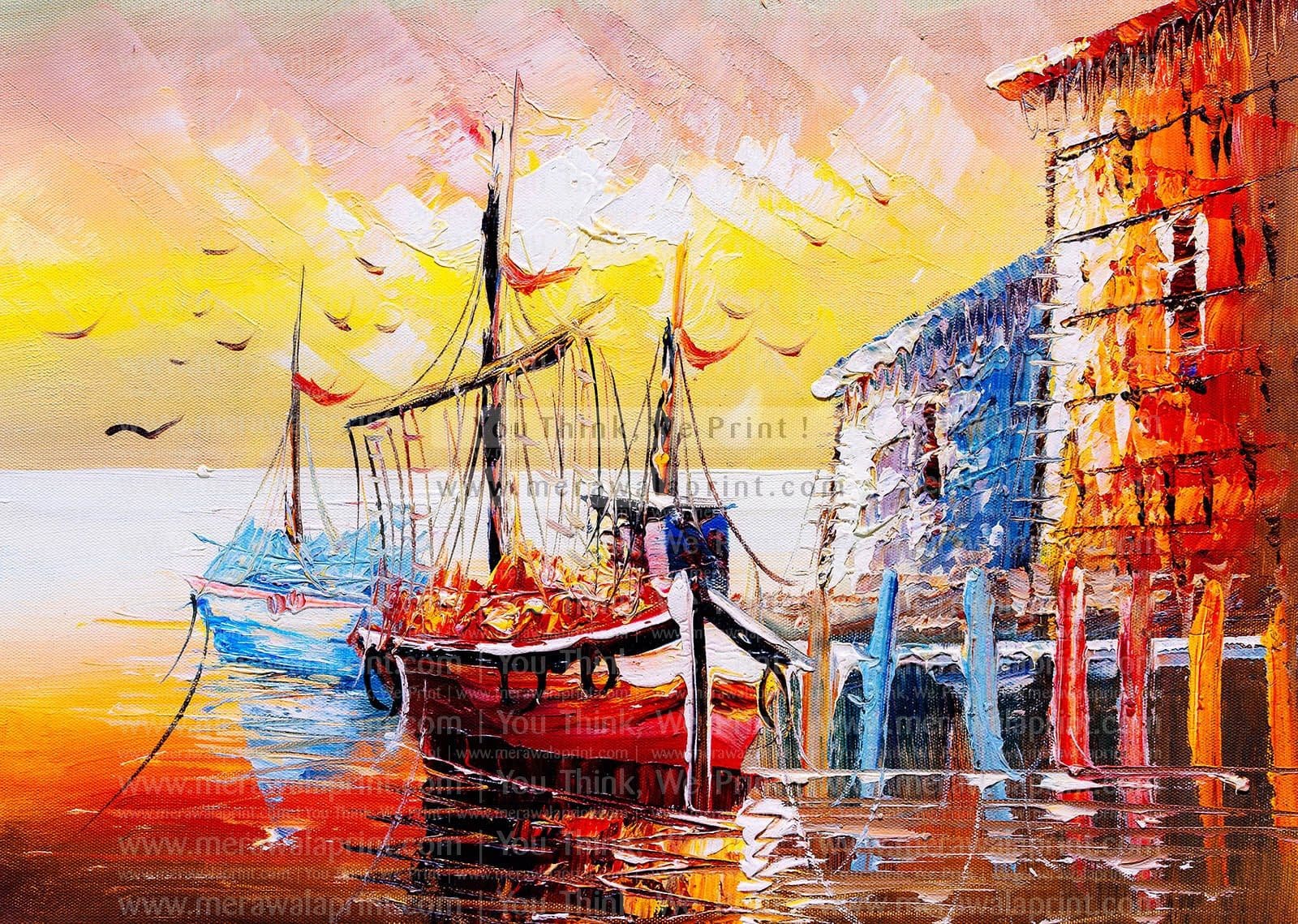 Fisherman’s Boat in Venice Merawalaprint Landscape Canvas Print