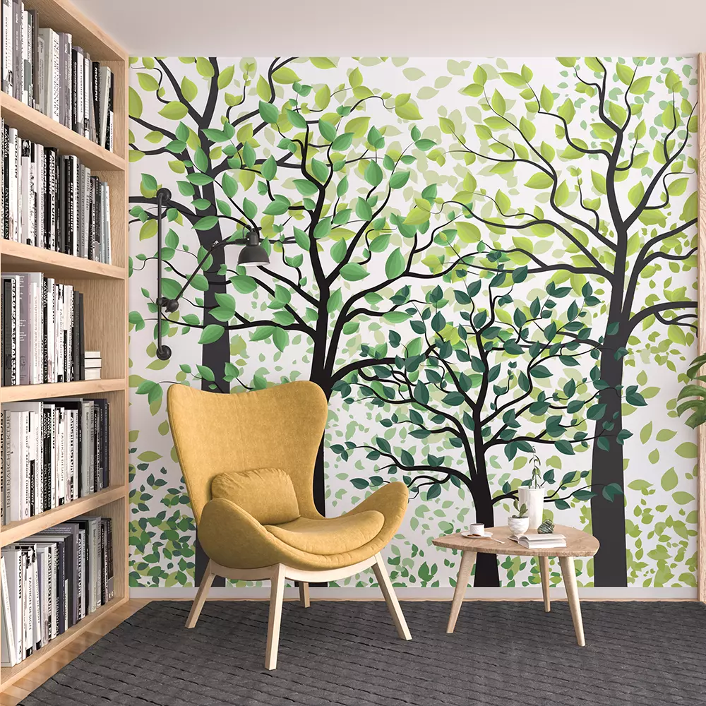 Green trees with leaves illustration