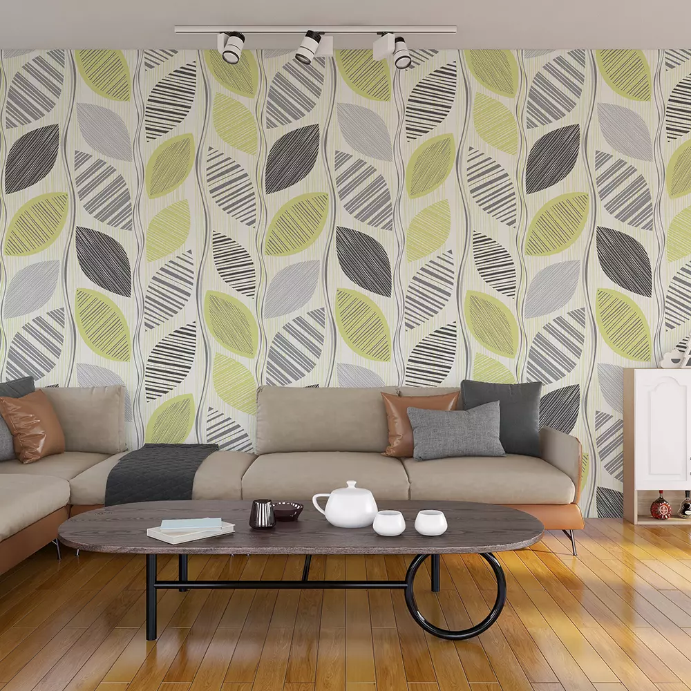 Hand-drawn abstract leaves floral