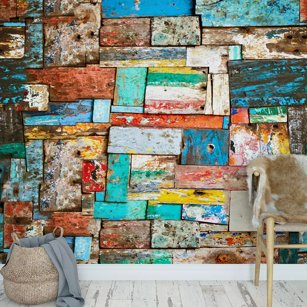 Painted peeled wooden
