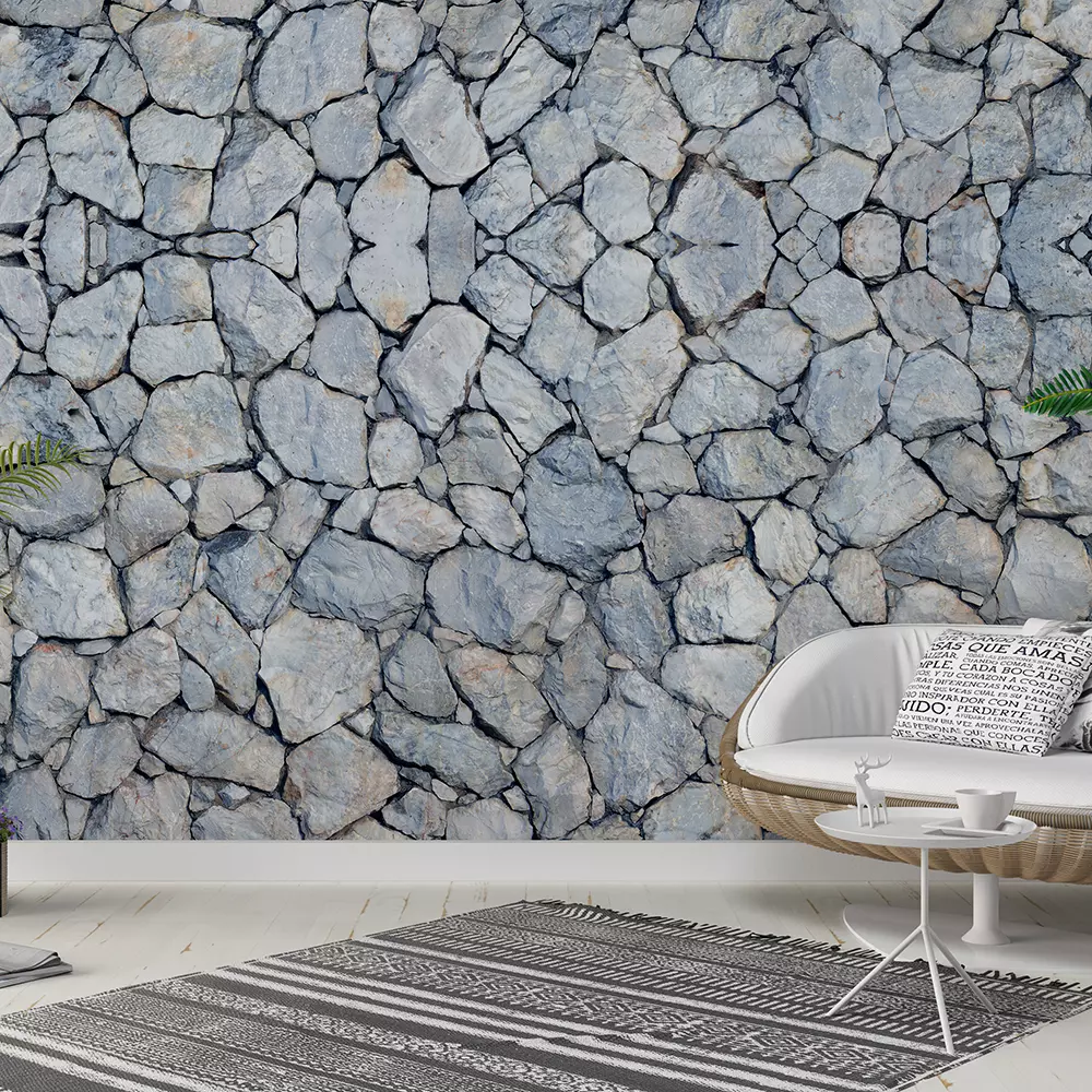 Panorama of grey large stone texture