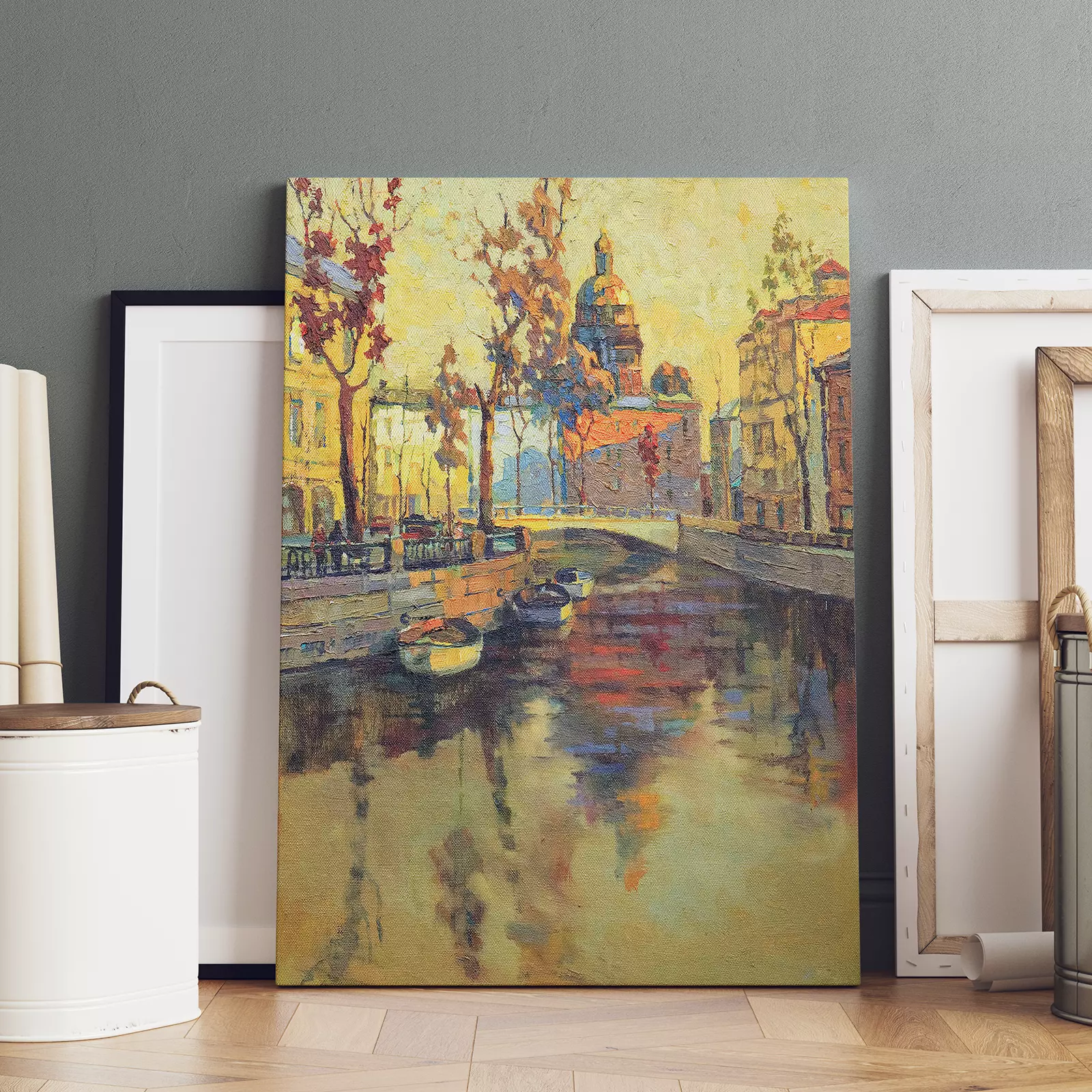 River in St.-Petersburg - Vintage oil painting