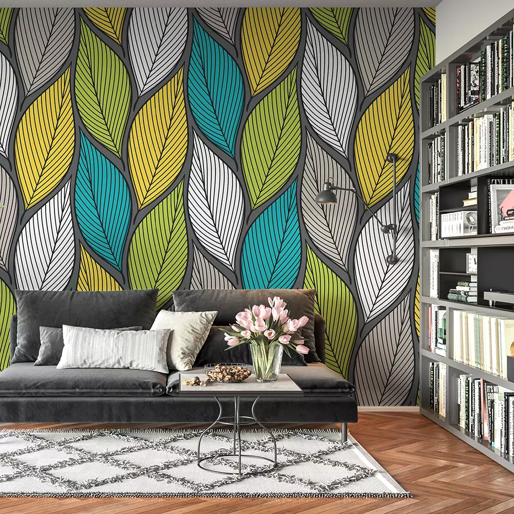 Green Hand drawn decorative green floral ornamental