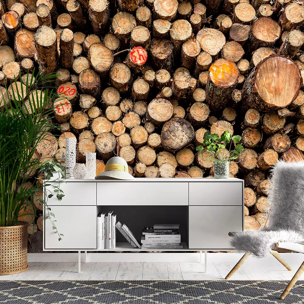 Wood log pile