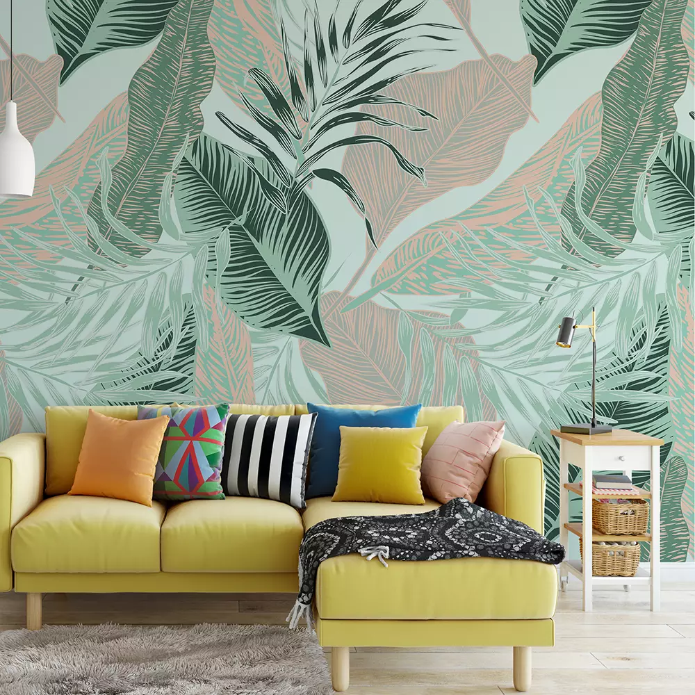 exotic plants and big leaves in shades