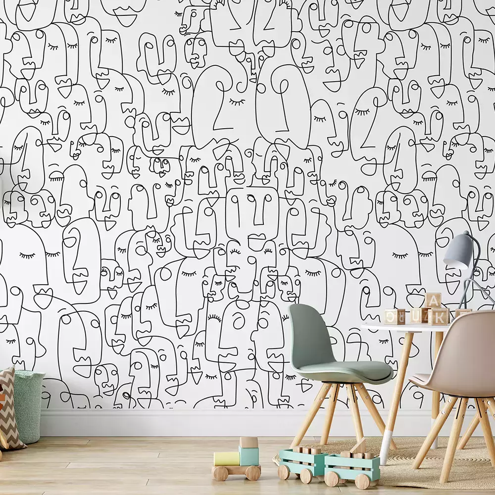 With face line art pattern