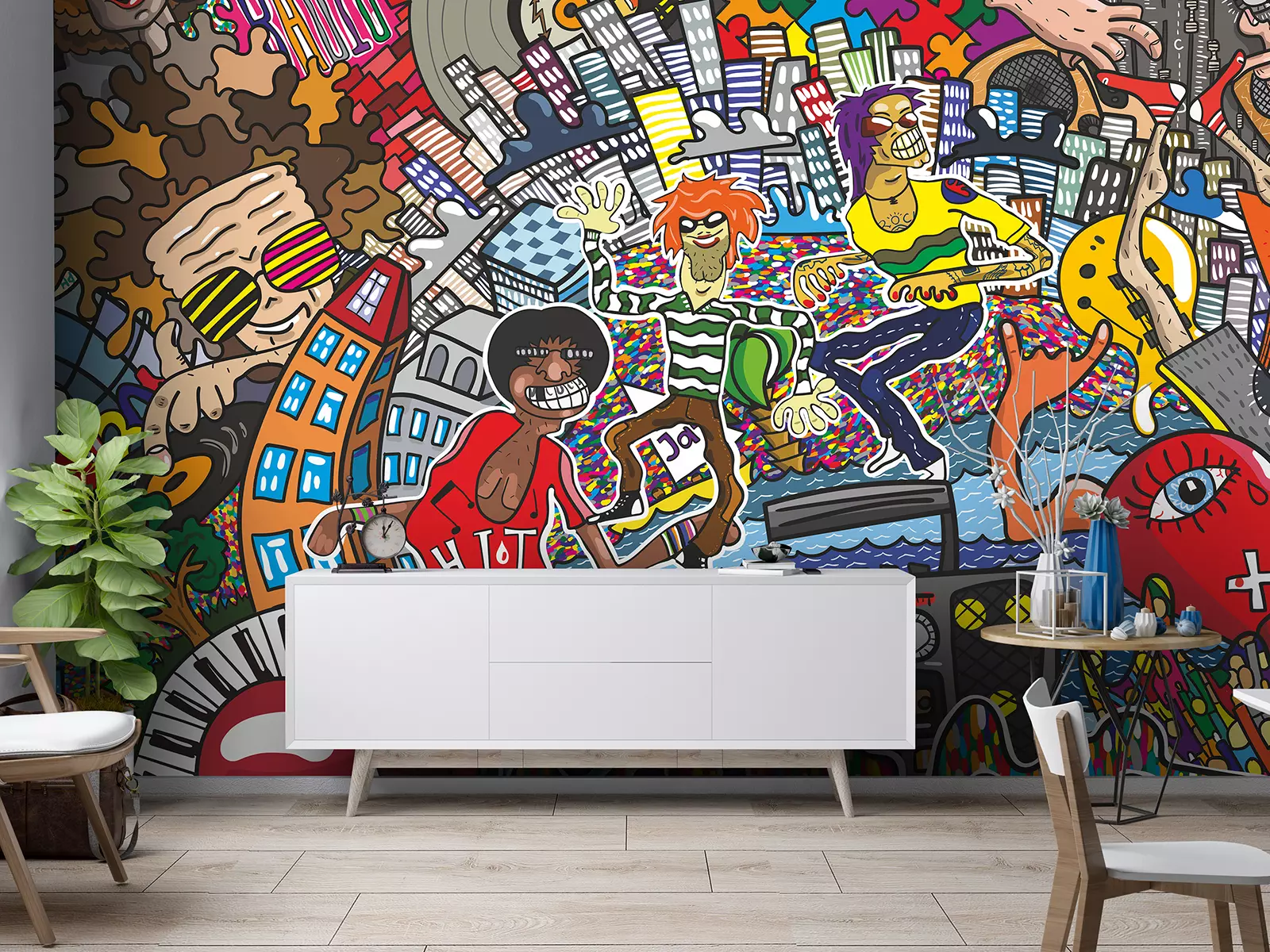 Graffiti Art Music Collage Wall Mural Wallpaper