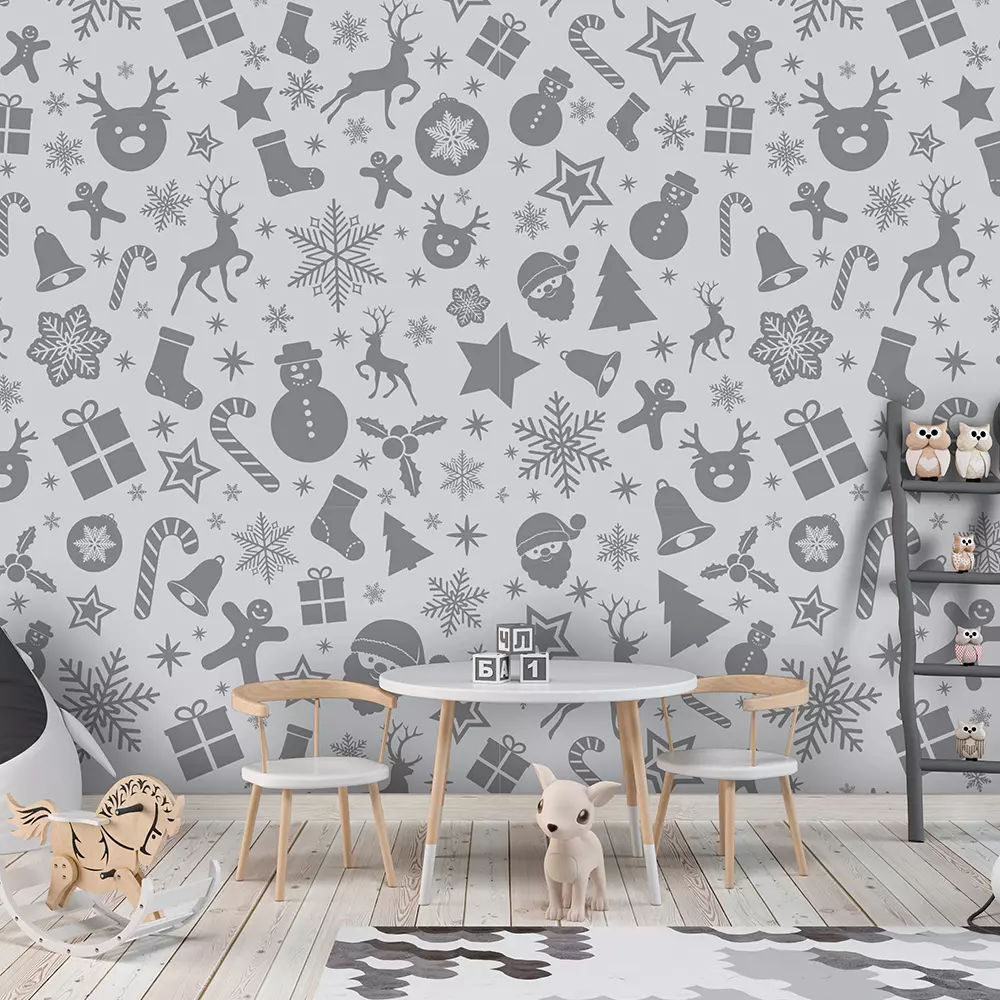 Seamless Christmas wallpaper with cute icons