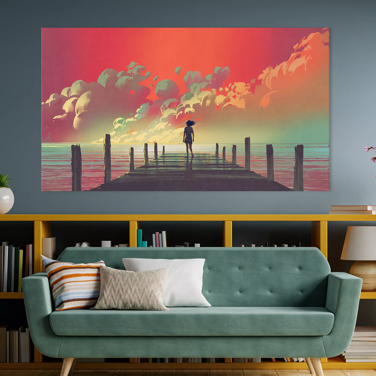 Woman on a wooden pier