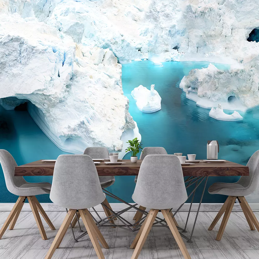 aerial view of the icebergs on arctic