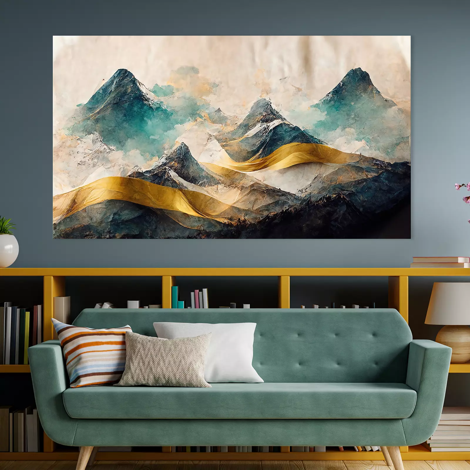 golden mountain landscape – Merawalaprint | Landscape Canvas Print ...