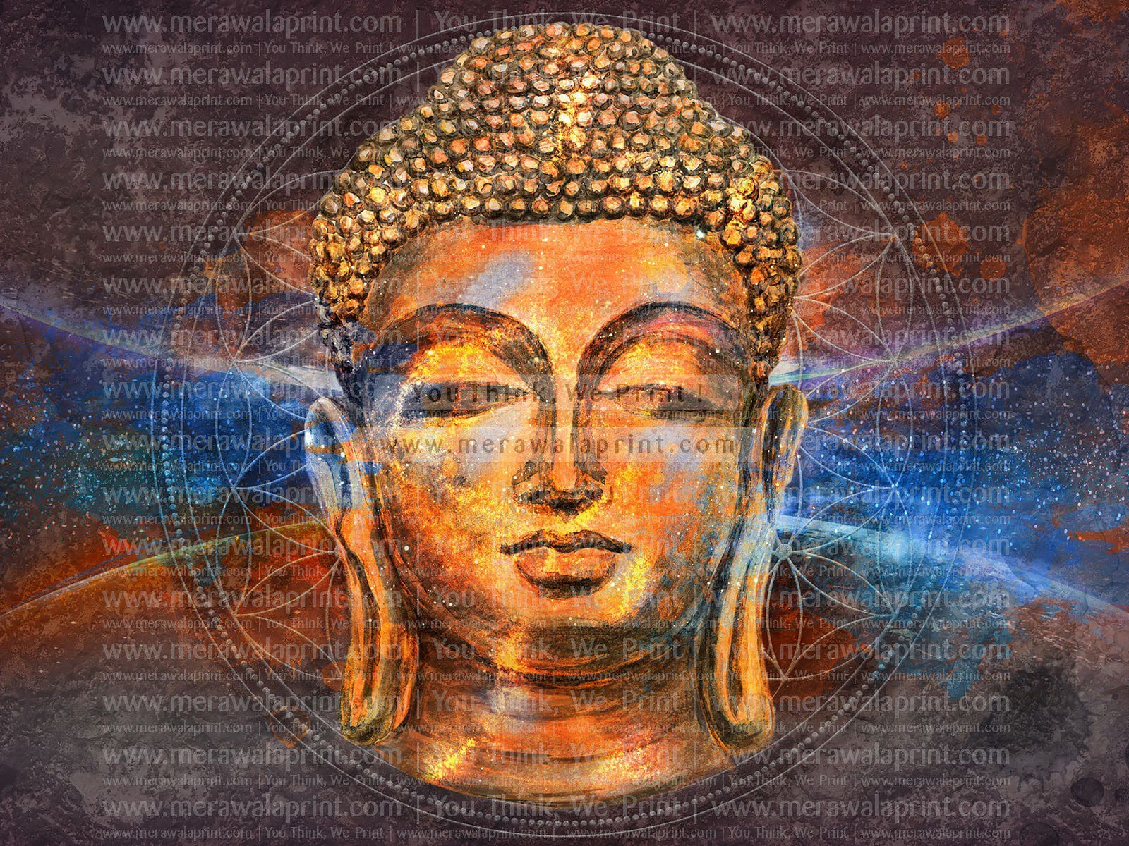 Image of Buddha Illustration Wall Art Wallpaper For Living Room And  Bedroom. Lord Buddha Digital Art Work On Abstract Decorative Background For  Home Decoration, Beautiful Poster Of Lord Buddha (Artwork)-MR722585-Picxy