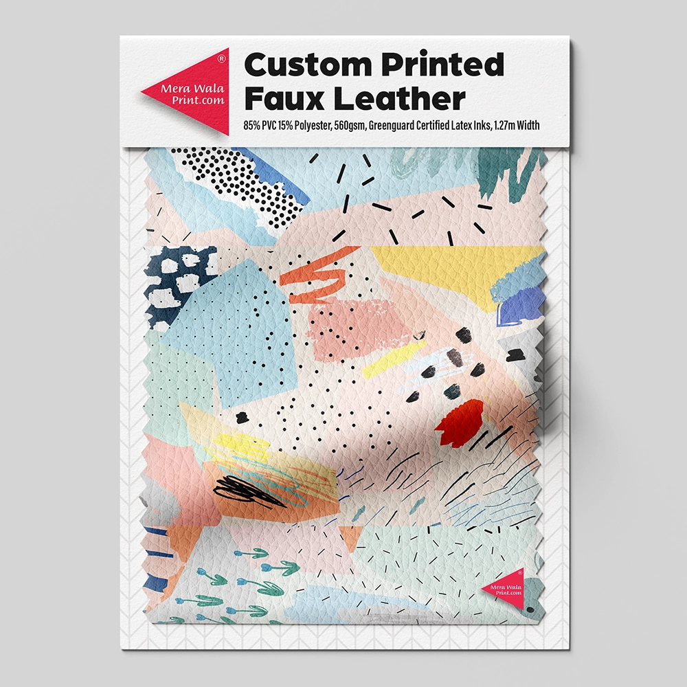 Custom printed faux leather wall art panel with realistic texture – high-quality vegan leather print material for interior decor by Mera Wala Print Delhi